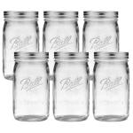 6 Ball Wide Mouth Quart Glass Canning Jars