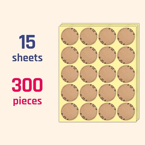 300, 2" Brown Kraft Canning Labels for Mason Jars