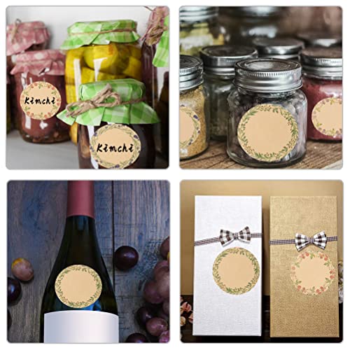 600 Round Floral Canning Jar Labels Stickers