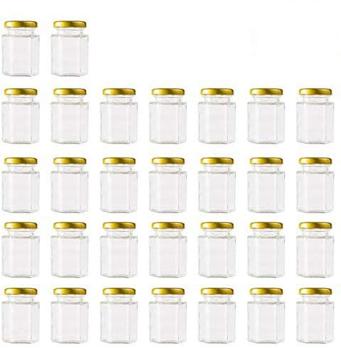 Encheng 4 oz Hexagon Glass Jars with Lids