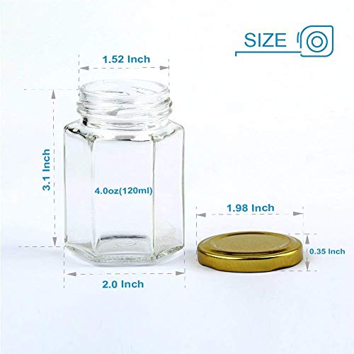 Encheng 4 oz Hexagon Glass Jars with Lids