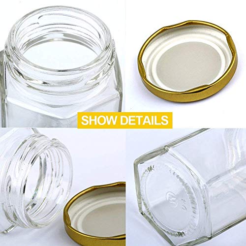 Encheng 4 oz Hexagon Glass Jars with Lids