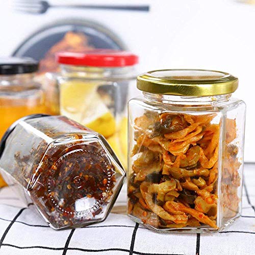 Encheng 4 oz Hexagon Glass Jars with Lids