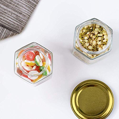 Encheng 4 oz Hexagon Glass Jars with Lids