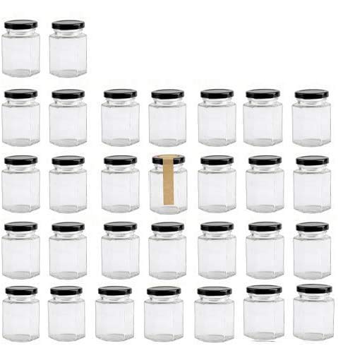 30 Pack Encheng 4 oz Clear Hexagon Canning Jars