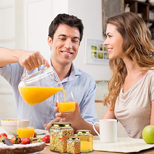 Encheng 10oz Hexagon Glass Jars with Golden Lids