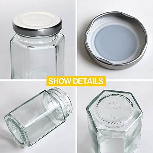 30 Pcs 4 oz Hexagon Glass Jars with Lids
