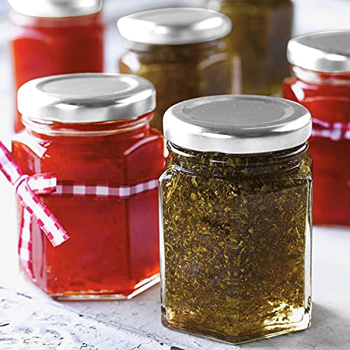 30 Pcs 4 oz Hexagon Glass Jars with Lids