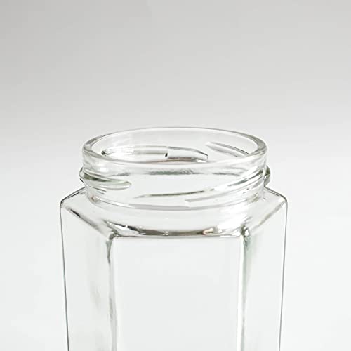 Hexagon Glass Jars, 24 pack with Silver Lids
