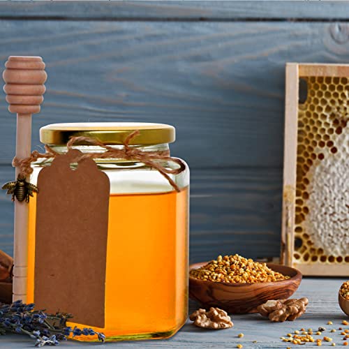 12oz Hexagon Glass Jars with Golden Lids & Accessories