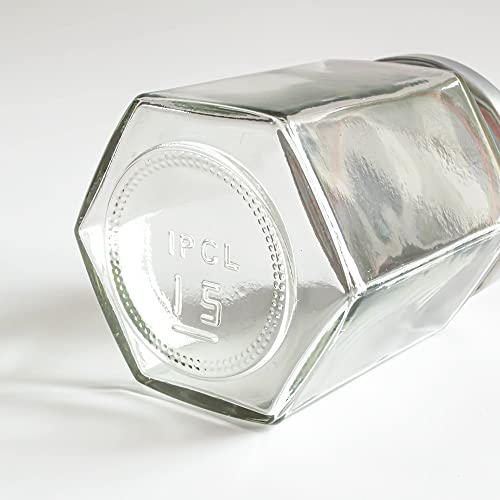 Hexagon Glass Jars, 24 pack with Silver Lids