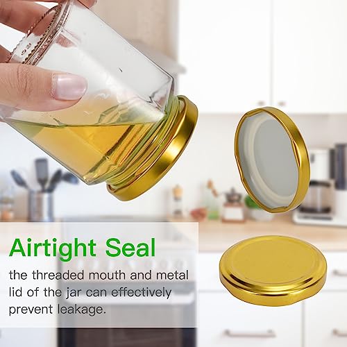 30 Pack 6 oz Hexagon Glass Jars with Gold Lids