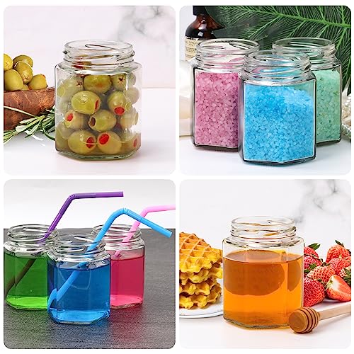 30 Pack 6 oz Hexagon Glass Jars with Gold Lids