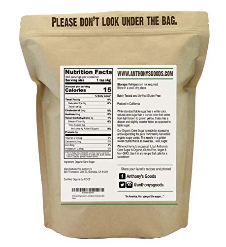Organic Granulated Cane Sugar, 3 lb, Gluten-Free & Non-GMO