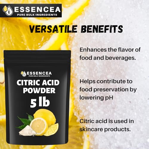 Essencea Citric Acid 5LB Pure Bulk Ingredients Non-GMO