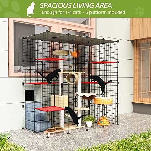 Eiiel Outdoor Cat House with Large Balcony Playpen