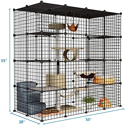 Eiiel Outdoor Cat House with Large Balcony Playpen