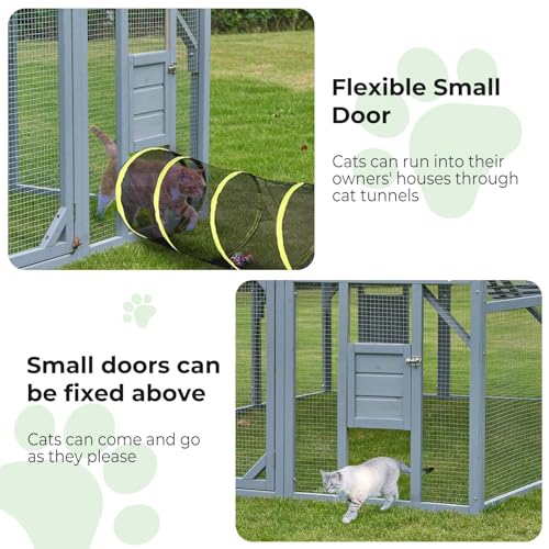 Large Wooden Catio with Waterproof Cover for Multiple Cats