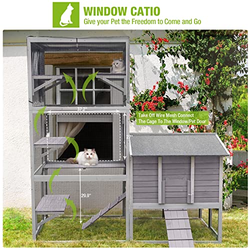 Transformable Large Outdoor Cat House Enclosure - Two Versions