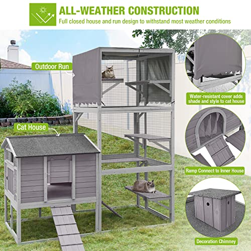 Transformable Large Outdoor Cat House Enclosure - Two Versions