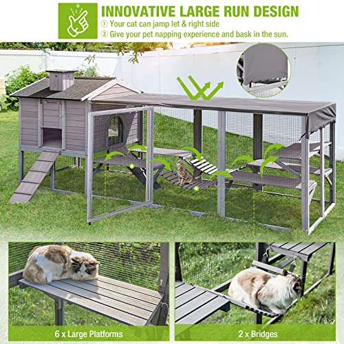 Transformable Large Outdoor Cat House Enclosure - Two Versions