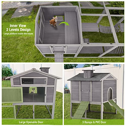 Transformable Large Outdoor Cat House Enclosure - Two Versions