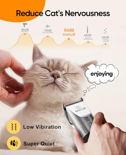 oneisall Quiet Cordless Cat Hair Trimmer Kit