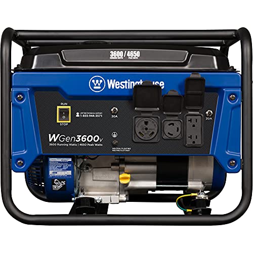 Westinghouse Outdoor Power Equipment 4650 Peak Watt Portable Generator, RV Ready 30A Outlet, Gas Powered, CARB Compliant