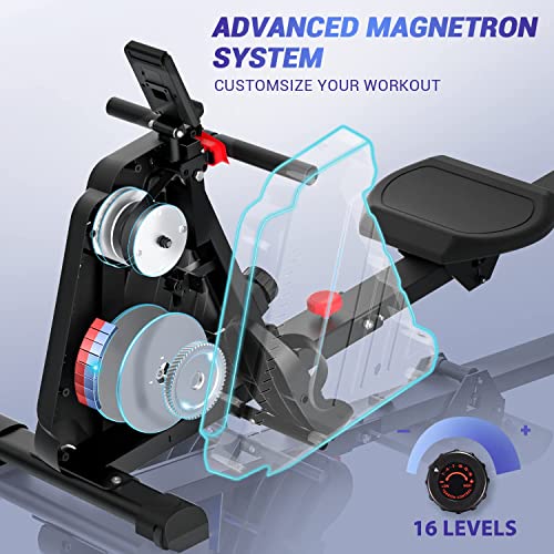 Foldable Magnetic Rowing Machine with 16 Level Resistance