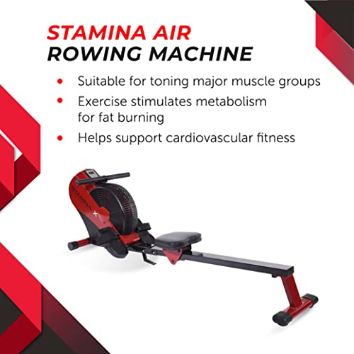 Foldable Air Rower with Smart App - Red/Black