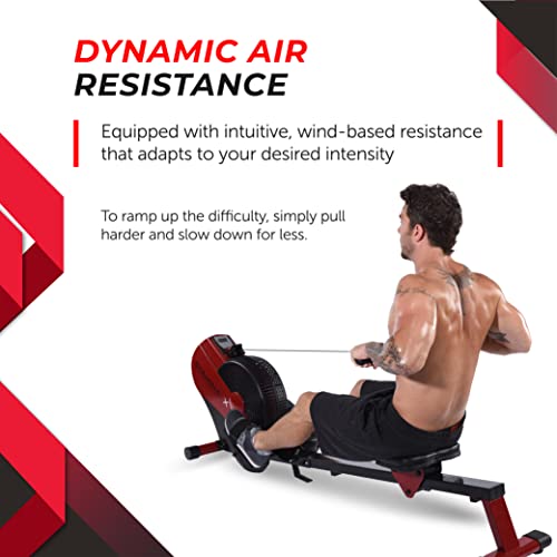 Foldable Air Rower with Smart App - Red/Black