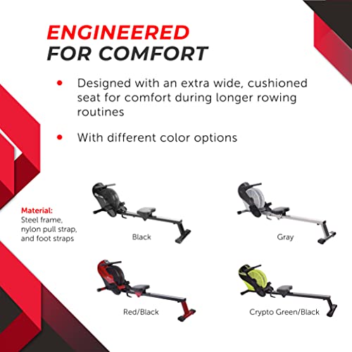 Foldable Air Rower with Smart App - Red/Black