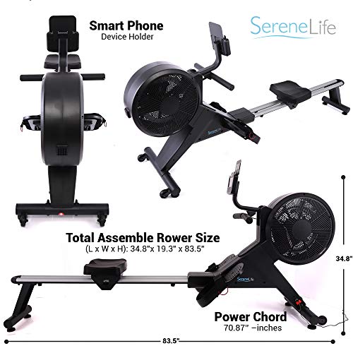 SereneLife Smart Rowing Machine with Fitness App