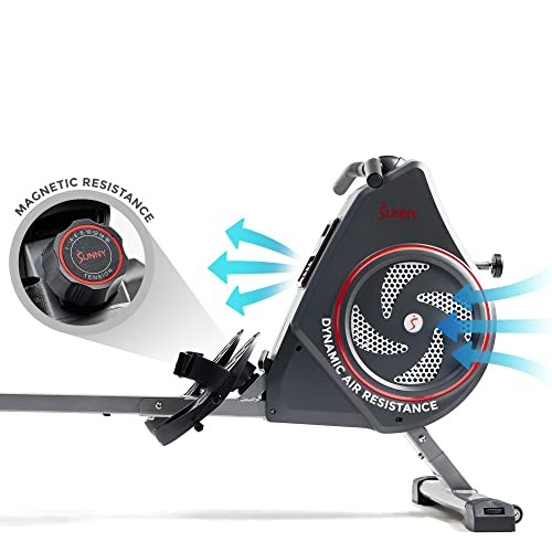 SunnyFit App Compatible Air+ Magnetic Rowing Machine