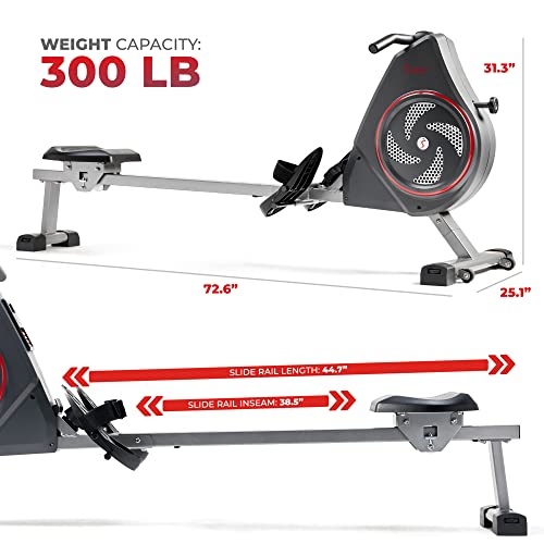 SunnyFit App Compatible Air+ Magnetic Rowing Machine