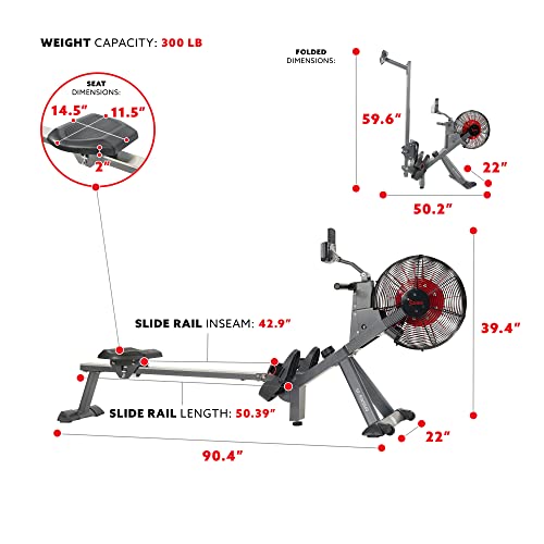 Sunny Air Plus Magnetic Rowing Machine - Gray