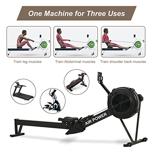 Foldable Air Resistance Rower with LCD Monitor