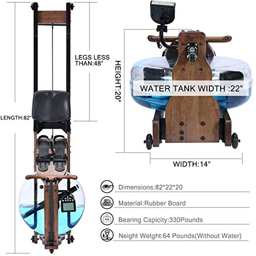 TRUNK Foldable Wood Water Rower with Monitor