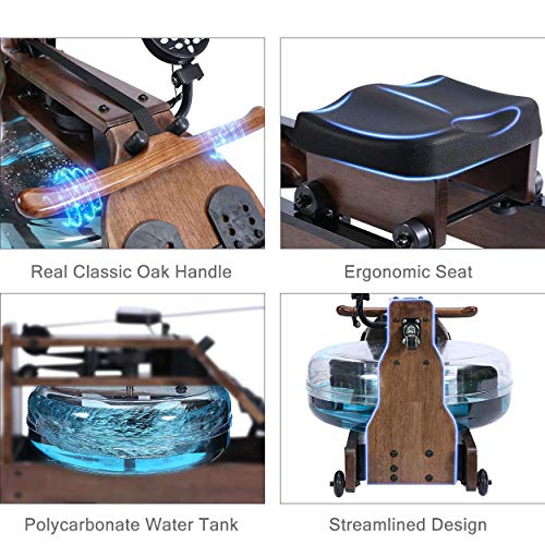 TRUNK Foldable Wood Water Rower with Monitor