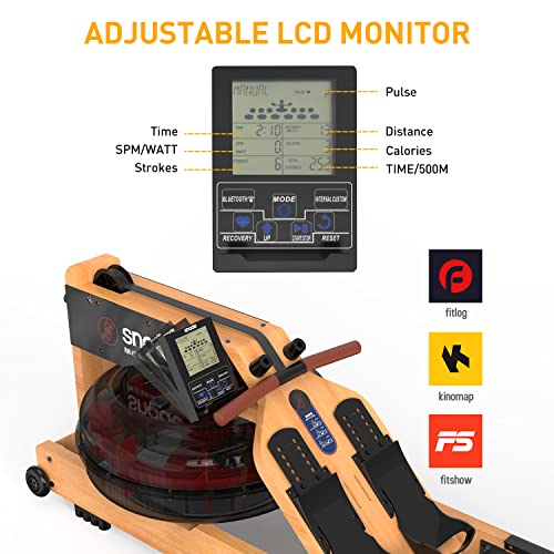 Snode Bluetooth Wood Water Rowing Machine