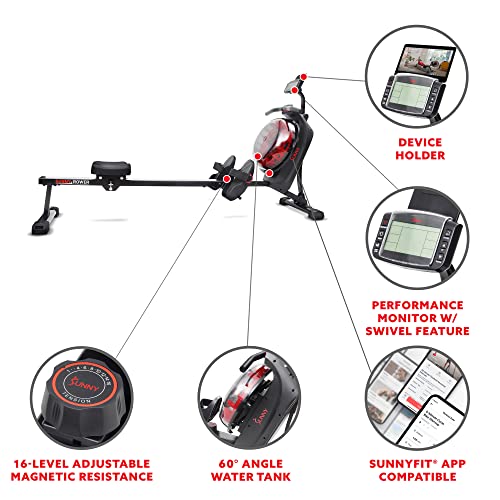 Sunny Hydro+ Dual Smart Water Rower (Black)