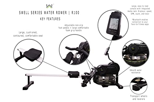 WaveFit Swell Water Rower with Bluetooth Fitness Tracking