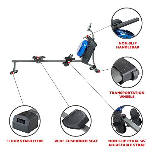 Sunny Hydro+ Magnetic Water Rowing Machine, Black