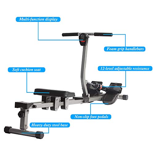 Foldable Hydraulic Rowing Machine - 250lbs Weight Capacity