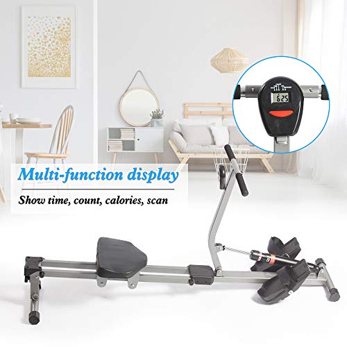 Foldable Hydraulic Rowing Machine - 250lbs Weight Capacity