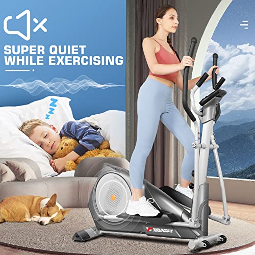 YOUNGFIT Elliptical Machine, Free Installation Foldable Elliptical Machine for Home, 22 Resistance Levels with Large LCD Monitor Eliptical Exercise Machine