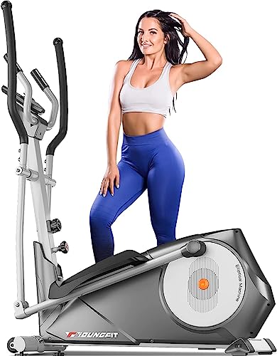 YOUNGFIT Elliptical Machine, Free Installation Foldable Elliptical Machine for Home, 22 Resistance Levels with Large LCD Monitor Eliptical Exercise Machine