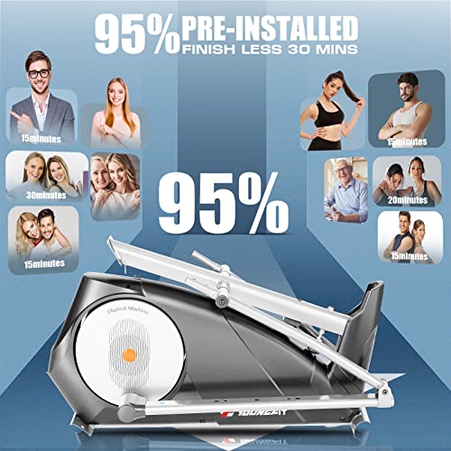 YOUNGFIT Elliptical Machine, Free Installation Foldable Elliptical Machine for Home, 22 Resistance Levels with Large LCD Monitor Eliptical Exercise Machine