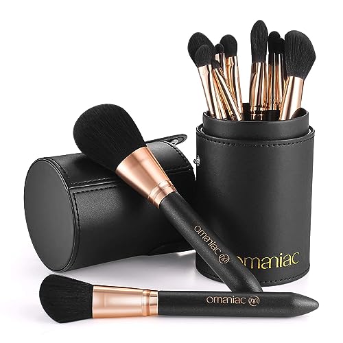PEARLESCENT Wood Handle Makeup Brush Set with Travel Case