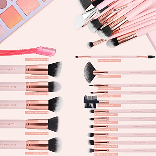 16pcs Real Perfection Makeup Brush Set with Eyebrow Razor